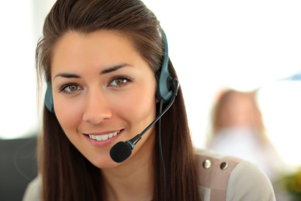 Smiling customer support representative